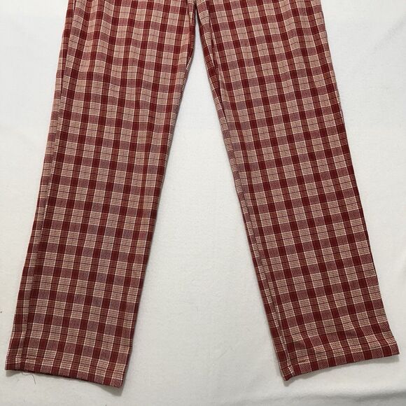 Brandy Melville Women's One Size Red Plaid Check High Rise Tilden Pants MW760 - Picture 3 of 13